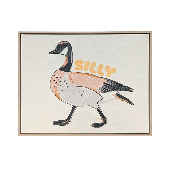 House of Happy 16x20 "Silly Goose" Kids Printed Wall Art on Canvas, Natural