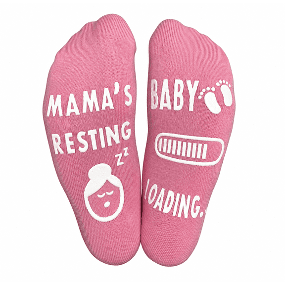 SILLY OBSESSIONS "Mama's resting, Baby loading" pregnancy socks for mom to be, pregnant woman, new mom, funny baby shower gift ideas