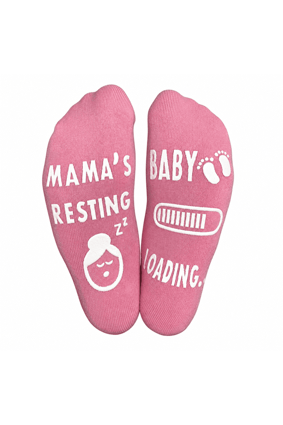 "Mama's resting, Baby loading" pregnancy socks for mom to be, pregnant woman, new mom, funny baby shower gift ideas