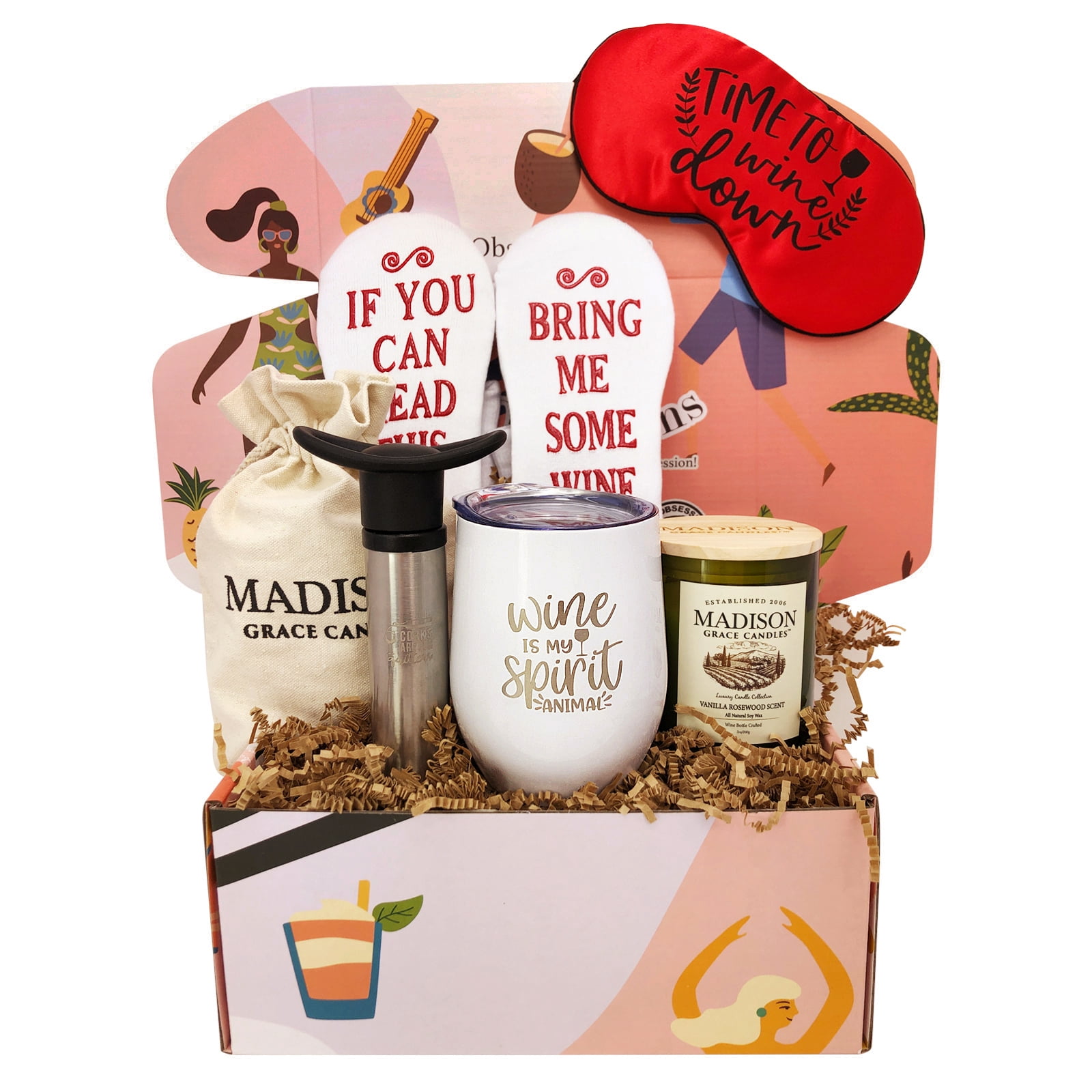 SILLY OBSESSIONS Wine Lover Gift basket for Men and Women, Fun & Funny
