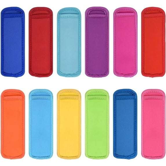 SILOON 12 Pieces Reusable Popsicle Bags Ice Pop Insulator Sleeves Freezer Pop Holders Bags Antifreezing Sleeves,12 Colors