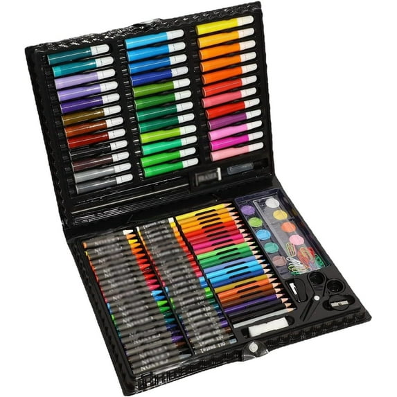 SILOON 150-Piece Deluxe Art Set for Kids, Painting & Drawing Art Supplies in a Plastic Case with Markers, Watercolor Cakes, Color Pencils, Great Art Kit Gift for Christmas New Year