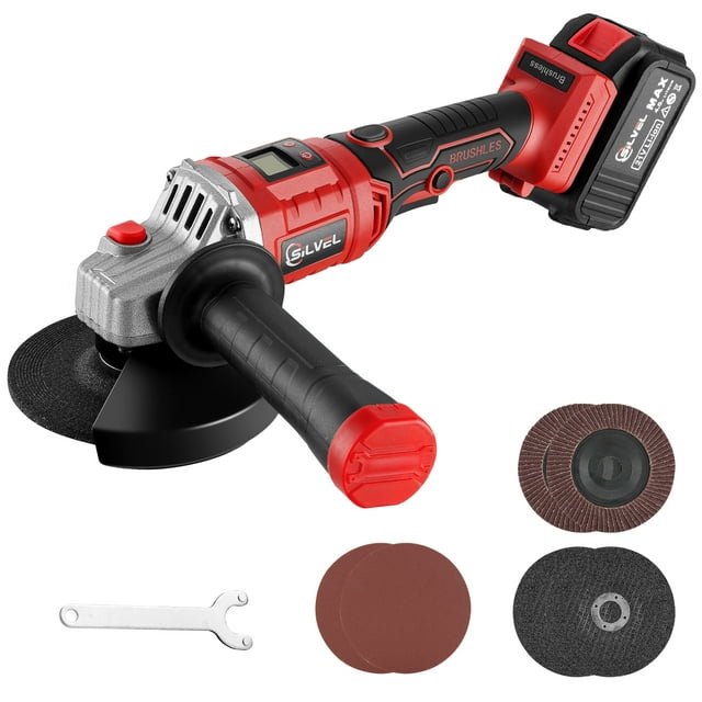 SILVEL Cordless Angle Grinder, 21V Cordless Grinders Tools with 4.0Ah