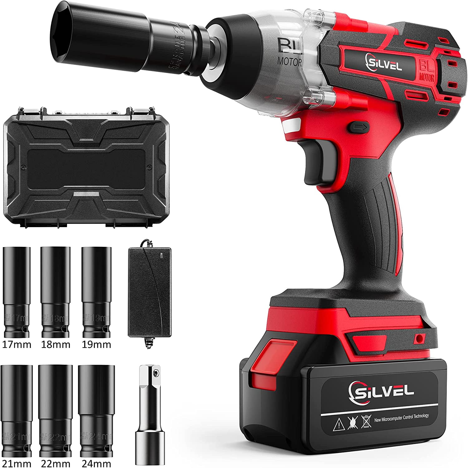 SILVEL Cordless Impact Wrench 517 Ft lbs 700N.m Max Torque