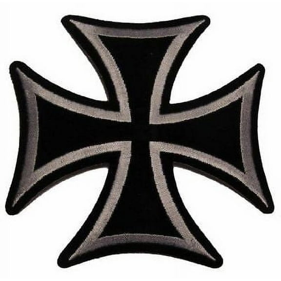 SILVER BLACK MALTESE CROSS PATCH BIKER MOTORCYCLE MC ORDER ST SAINT JOHN