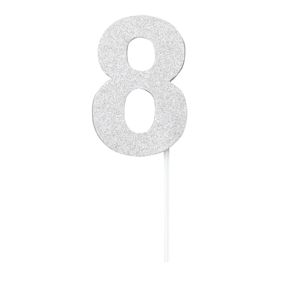 Diamond Cake Toppers Silver No 8 Party Tablewear One Size Male Adult Fancy Dress Book Week Halloween