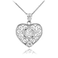 thumbnail image 1 of SILVER FILIGREE HEART "O" INITIAL CZ PENDANT NECKLACE - Pendant with 20" chain, 1 of 1