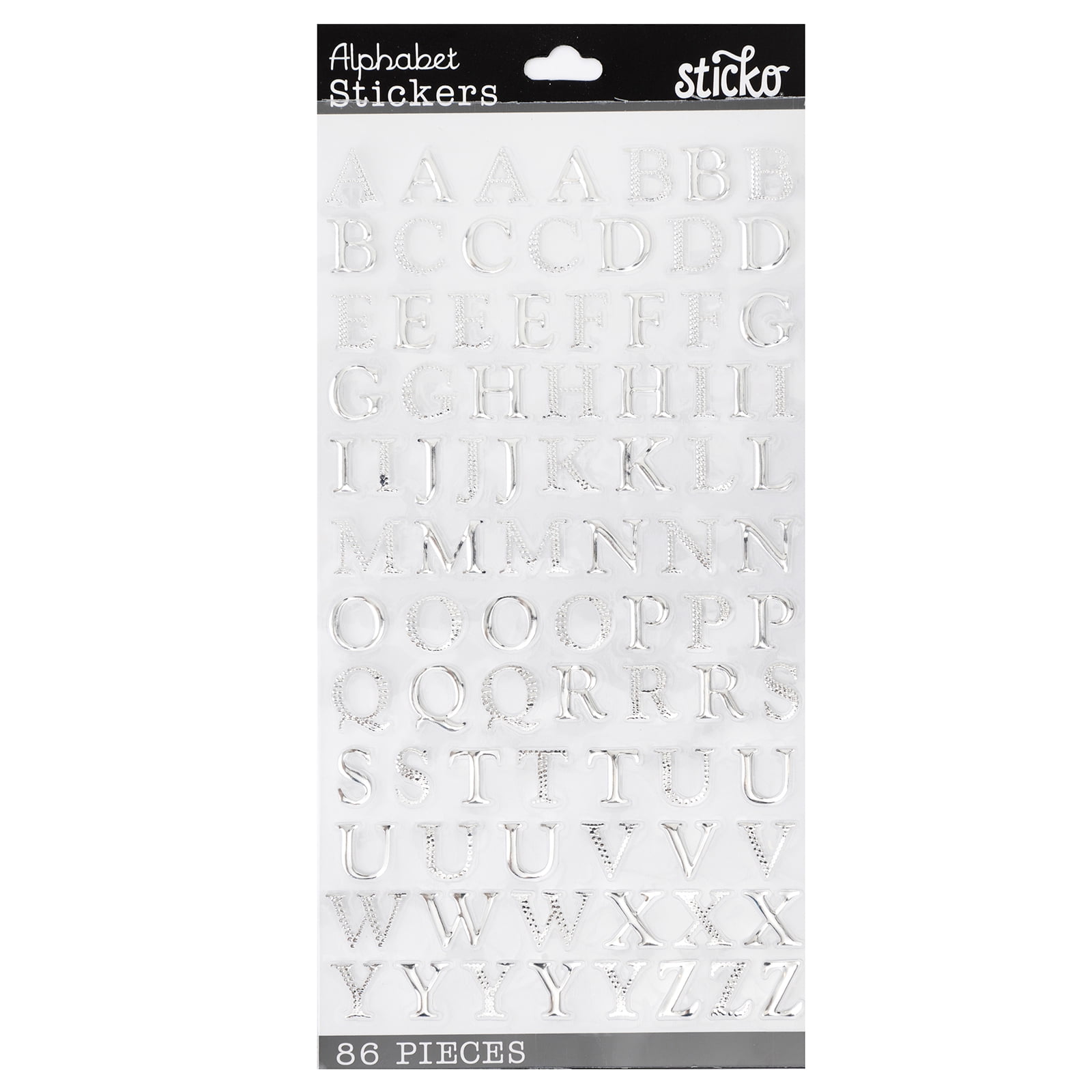 Sticko Silver Foil Alphabet Stickers, 86 Piece