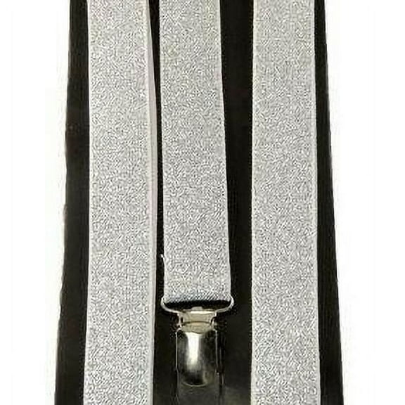 SILVER GLITTER SUSPENDERS BRACES Adjustable wedding Adult Size - New with box/tags
