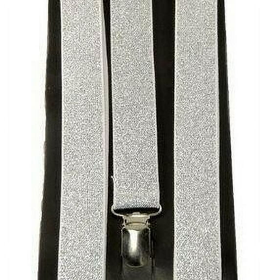 SILVER GLITTER SUSPENDERS BRACES Adjustable wedding Adult Size - New with box/tags