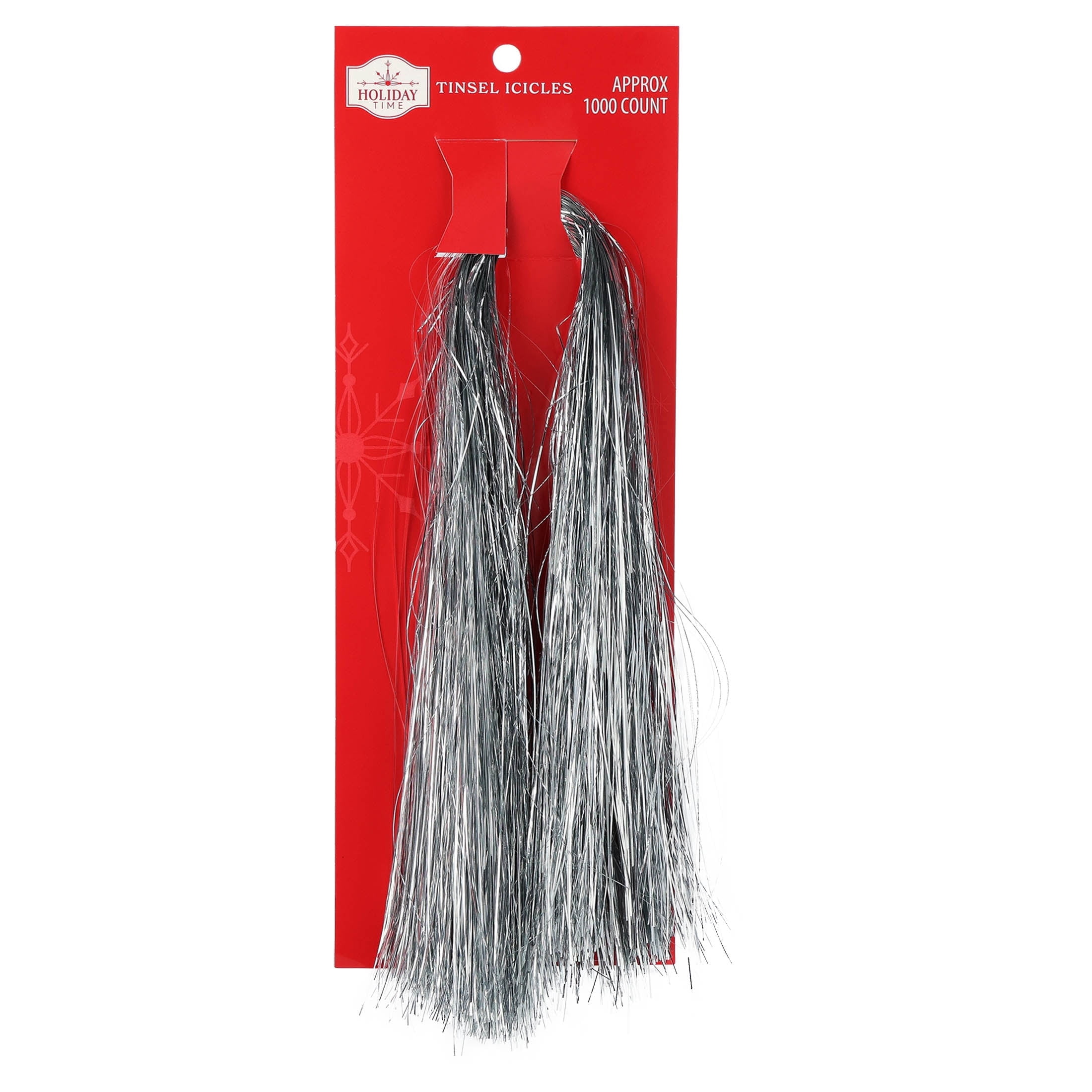 Tinsel Icicles Christmas Decorations, Silver, Approximately 1000 Count, by Holiday Time