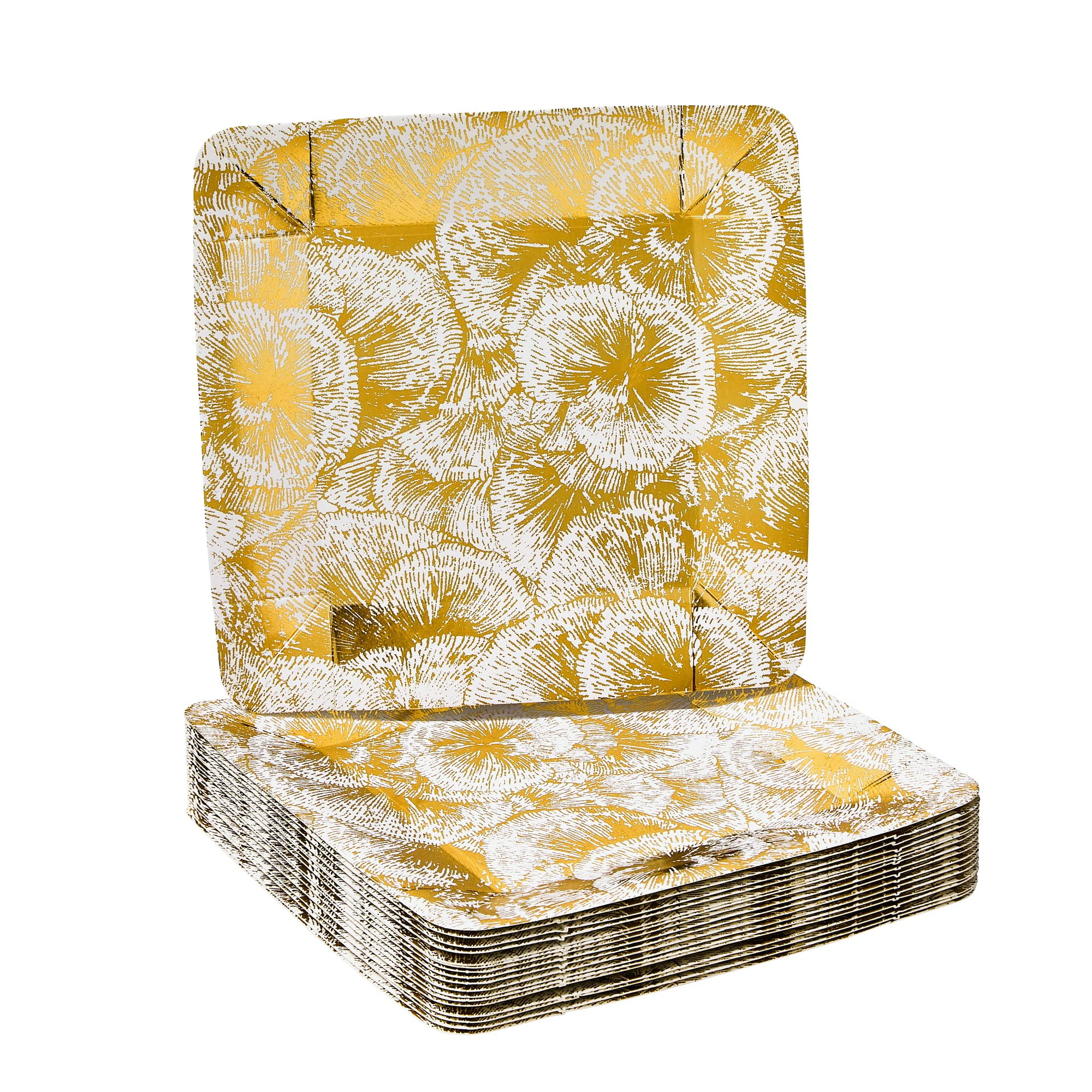 SILVER SPOONS Elegant Square AIF4 Disposable Paper Plates (18 Floral