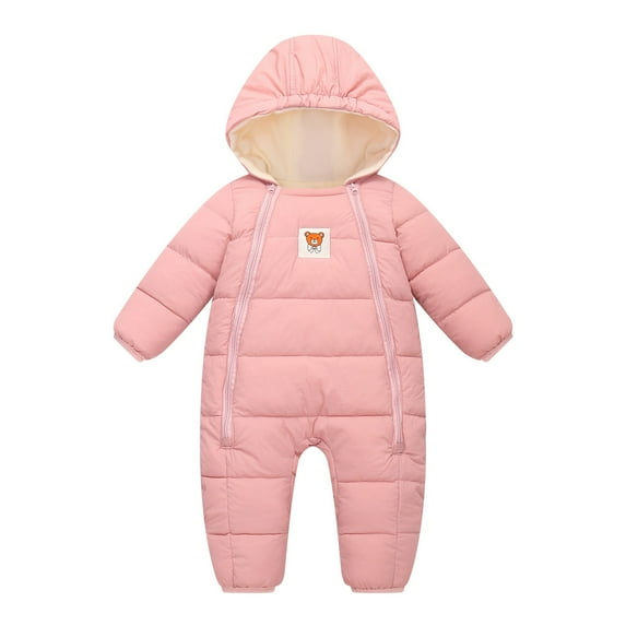 SILVERCELL 0-12M Newborn Baby Girls Boys Winter Warm Hooded Down Snowsuits Romper Dual Zipper Bodysuits Coats Outerwear