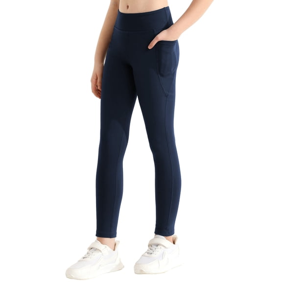SILVERCELL 1/2/3 Pack Little Girls Athletic Leggings, Teens Big Girl Running Dance Yoga Pants Tights with Pockets, Size 4-15 Years