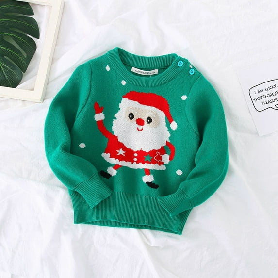 SILVERCELL 1-7T Toddler Boys Girls Christmas Sweaters Kids Xmas Cartoon Knitted Pullover Sweatshirts Tops
