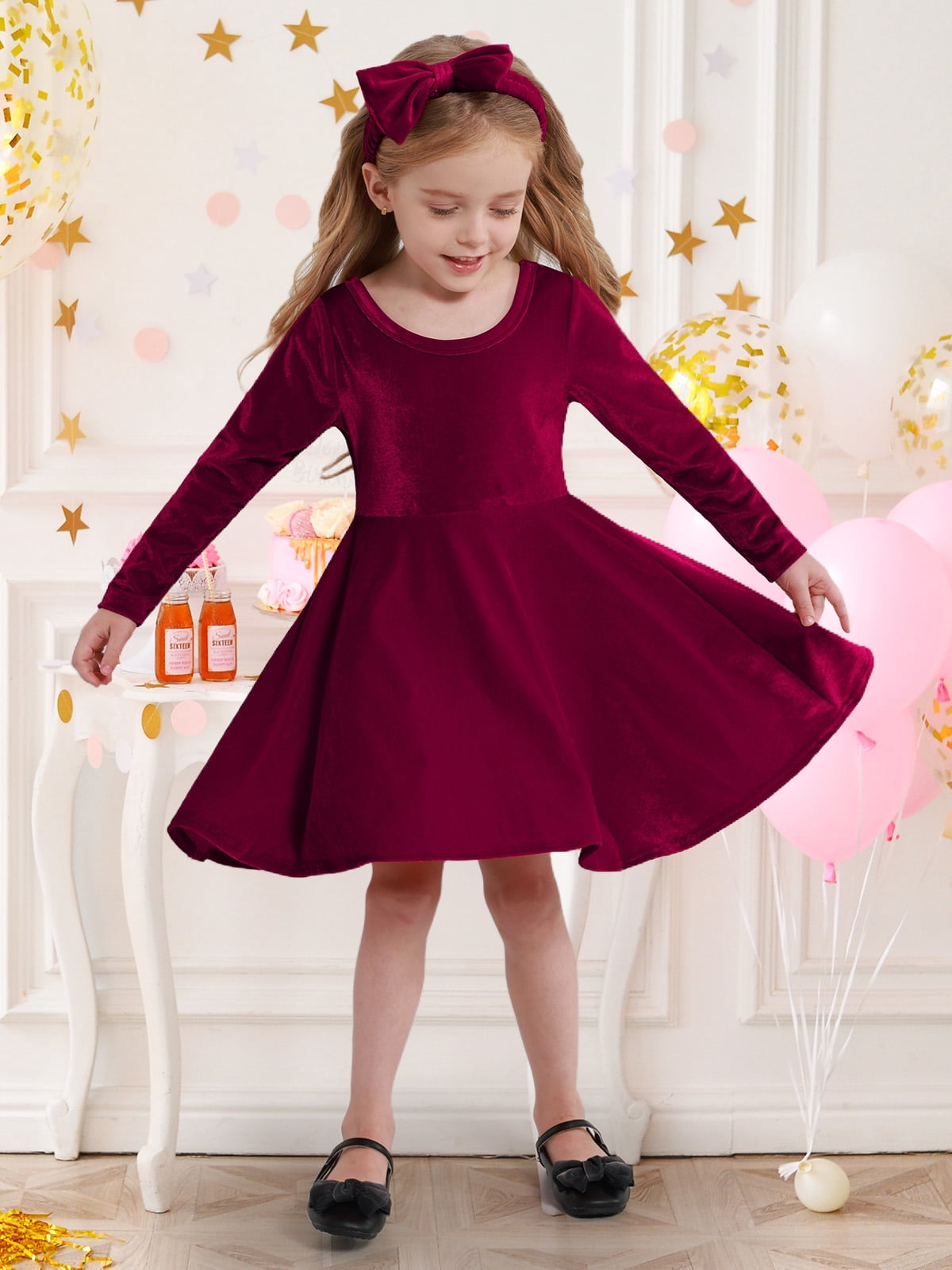 lilt little girls short sleeve velvet a-line dress Lands' End Girls Bubble Short Sleeve Velour Dress