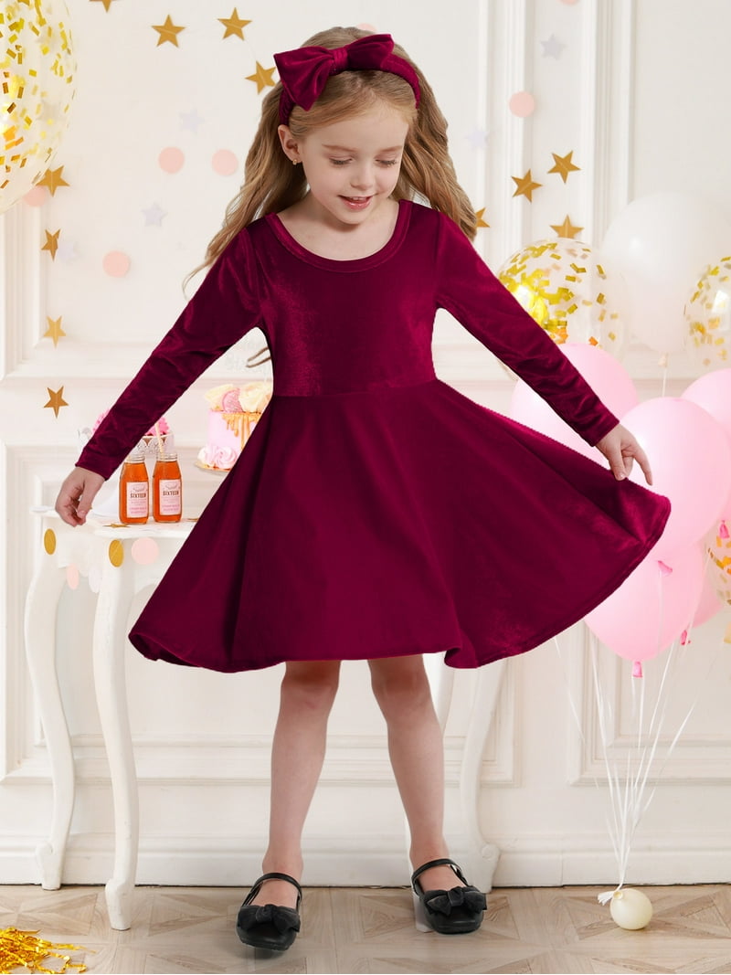 SILVERCELL 1-9T Toddler Girls Christmas Velvet Twirl Dresses