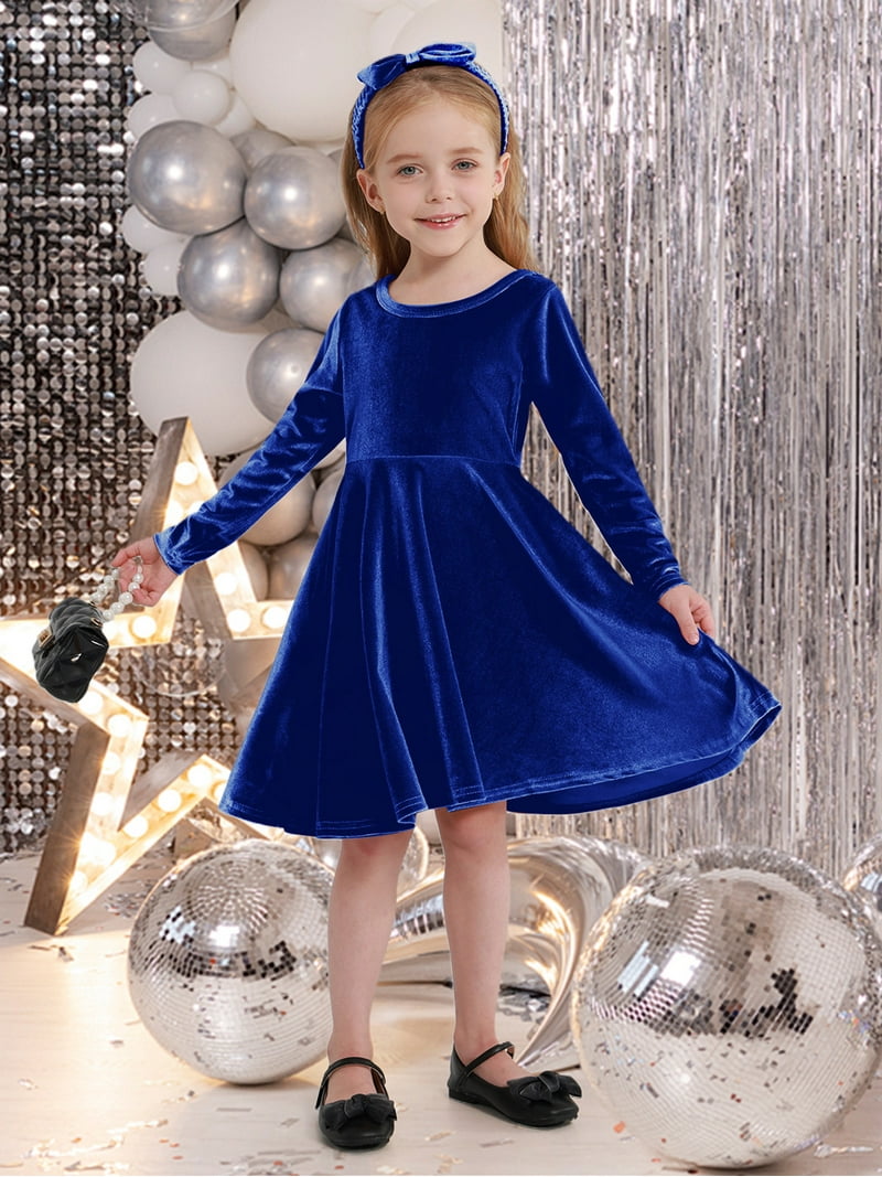 SILVERCELL 1-9T Toddler Girls Christmas Velvet Twirl Dresses