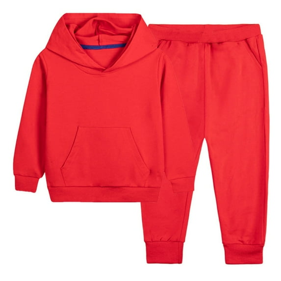 SILVERCELL 12M-11T Boys Girls Sweatsuit 2Pcs Autumn Clothes Kids Solid Color Hooded Sweatshirt Hoodie + Pants Tracksuit Set