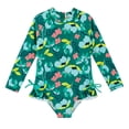 thumbnail image 1 of SILVERCELL 12M-5T Toddler Girls One-piece Swimsuits Rash Guards Kids Long Sleeve Ruffled Zipper Bathing Suit Beach Swimwear, 1 of 4