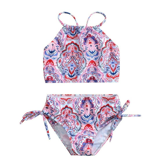 SILVERCELL 12M-6T Toddler Girls Summer Swimsuit Set Two Piece Beach Bathing Suit Swimwear