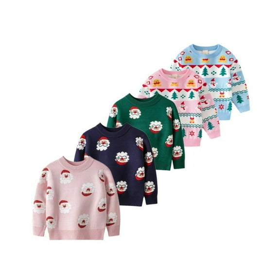 SILVERCELL 12M-6T Toddler Boy Girl Ugly Christmas Sweater Funny Deer Xmas Tree Knitted Pullover Sweaters