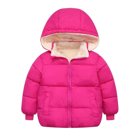 SILVERCELL 12M-6T Toddler Boys Girls Thicken Fleece Hooded Coats Winter Warm Zipper Coat Jackets Detachable Hood