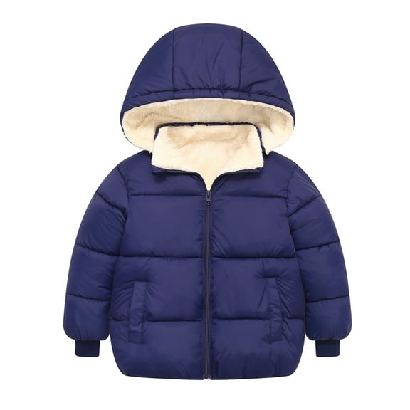 SILVERCELL 12M-6T Toddler Boys Girls Thicken Fleece Hooded Coats Winter Warm Zipper Coat Jackets Detachable Hood