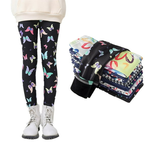 SILVERCELL 2-12T Teens Toddler Girls Winter Warm Thicken Fleece Leggings Stretch Tights Long Pants
