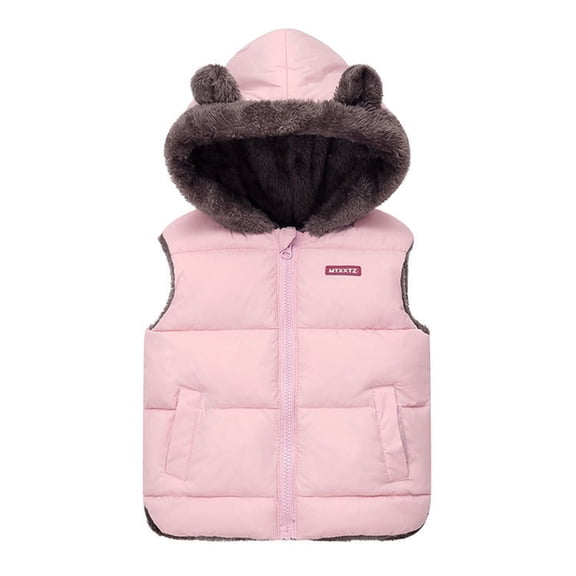 SILVERCELL 2-6Y Toddler Boys Girls Winter Warm Thicken Hooded Puffer Vest Coats, Kids Soft Flannel Lined Waistcoat Snow Clothes Outerwear