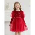 thumbnail image 1 of SILVERCELL 2-7T Toddler Baby Girls Christmas Velvet Dresses Casual Puff Sleeve Tulle Tutu Dress Sequins Stars Party Dresses, 1 of 9