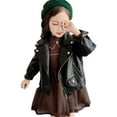 thumbnail image 1 of SILVERCELL 2-8T Kids Boys Girls PU Faux Leather Lapel Motorcycle Jacket Zipper Outerwear Coats, 1 of 8