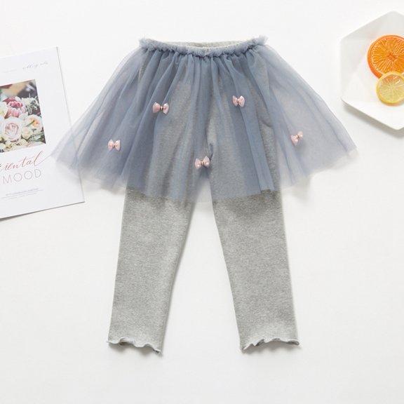 SILVERCELL 2-8T Little Girls Footless Leggings with Ruffle Tulle Tutu Skirts Stretchy Cotton Pantskirt Dance Leggings Pants