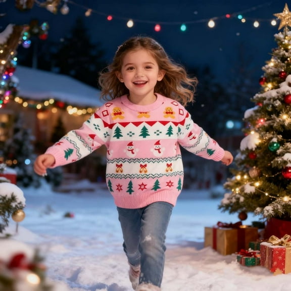 SILVERCELL 2-9T Boys Girls Sweaters Kids Long Sleeve Ugly Christmas Sweater Knitted Top