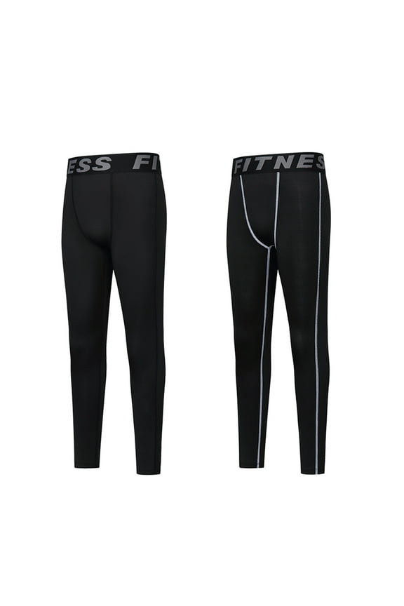 2 Pack Boys Leggings Quick Dry Kids Compression Pants Sports Tights Basketball Base Layer 4-12 Years