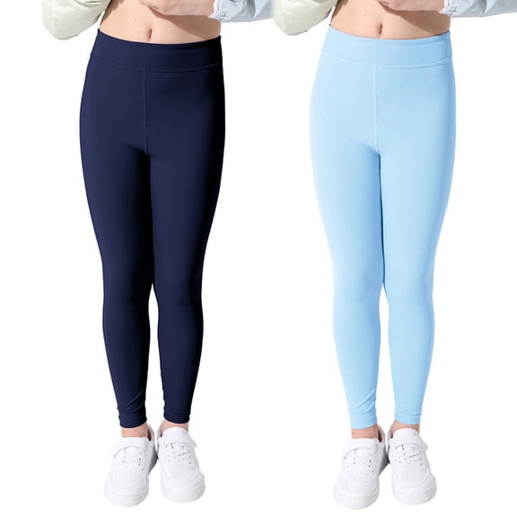 SILVERCELL 2 Pack Girls Athletic Leggings Running Yoga Pants Workout Activewear Quick Dry Sports Dance Leggings, Size 4-9 Years