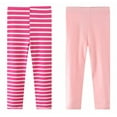 thumbnail image 1 of SILVERCELL 2 Pack Toddler Girls Casual Candy Color Leggings Solid/Striped Stretch Tights Skinny Pants, 2-7 Years, 1 of 6
