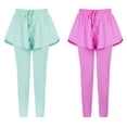 thumbnail image 1 of SILVERCELL 2 Packs Girls Athletic Leggings with Pocket, Little Girl Casual Drawstring Skater Sports Leggings Pantskirts with Flowy Shorts, 5-12 Years, 1 of 8