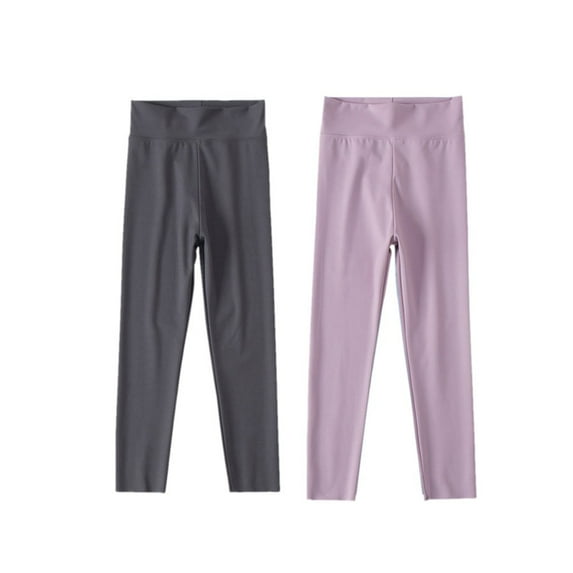 SILVERCELL 2 Packs Girls Casual Solid Leggings Tights Big Girl Sports Dance Athletic Pants, 3-12 Years