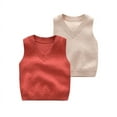 thumbnail image 1 of SILVERCELL 2 Packs Toddler Baby Boys Girls V Neck Sweater Vests Kids Sleeveless Knitted Vest Pullover Tops 0-5T, 1 of 8