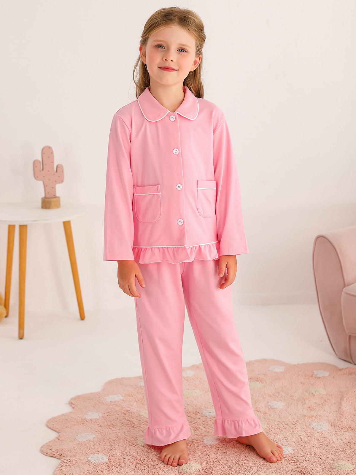 芸能人愛用のおすすめ最新情報 SILVERCELL 12M-6T Toddler Girls Button-Down Cotton Pajamas Clothing