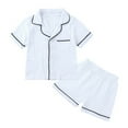 thumbnail image 1 of SILVERCELL 2Pcs Little Girls Boys Cotton Linen Pajamas Set, Kids Summer Nightshirts Shorts Sleepwear Suit, 2-9 Years, 1 of 4