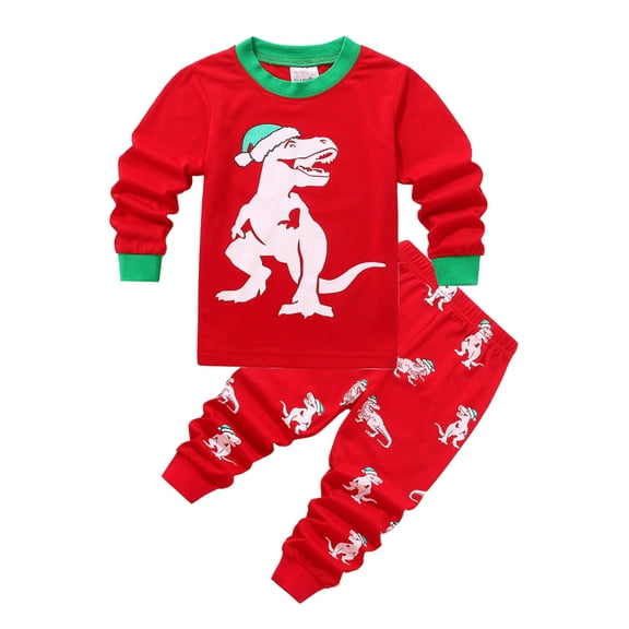 SILVERCELL 2Pcs Toddler Boys Girls Christmas Pajamas Set Kids Pjs Long Sleeve T-Shirt+Long Pants Sleepwear Loungewear Sets 2-7 Years