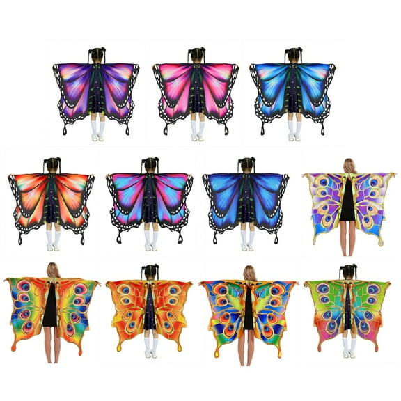 SILVERCELL 3-10T Kids Butterfly Shawls Fairy Costumes for Girls Princess Cosplay Dress-Up Clothes Halloween Costumes Birthday Party Gifts Idea