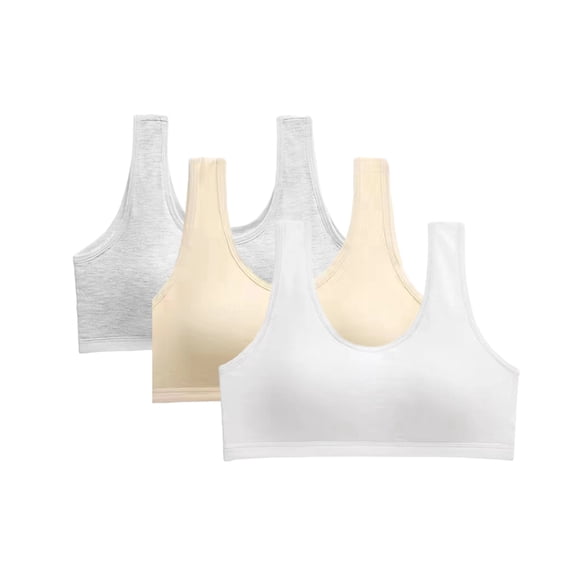 SILVERCELL 3 Pack Padded Wirefree T Shirt Bras - Wireless Training Bras for Girls 12-16Y