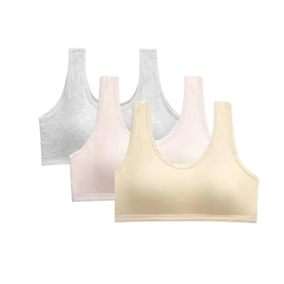 SILVERCELL 3 Pack Padded Wirefree T Shirt Bras - Wireless Training Bras for Girls 12-16Y
