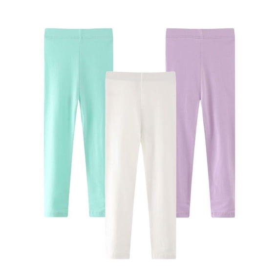 SILVERCELL 3 Pack Toddler Girls Casual Candy Color Leggings Solid/Striped Stretch Tights Skinny Pants, 2-7 Years