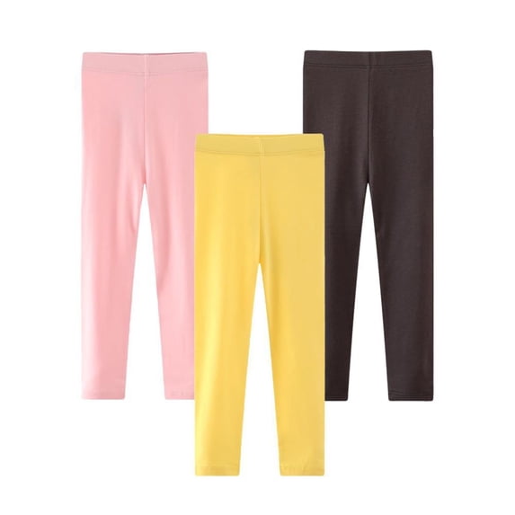 SILVERCELL 3 Pack Toddler Girls Casual Candy Color Leggings Solid/Striped Stretch Tights Skinny Pants, 2-7 Years