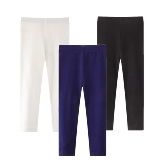 SILVERCELL 3 Pack Toddler Girls Casual Candy Color Leggings Solid/Striped Stretch Tights Skinny Pants, 2-7 Years