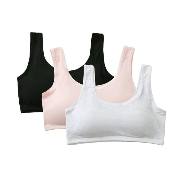 SILVERCELL 3 Pack Training Bras for Girls-Sports Bra, Fitness Bra, Padded Everyday Bra Bralette,Crop Cami Tank Top 12-16Y